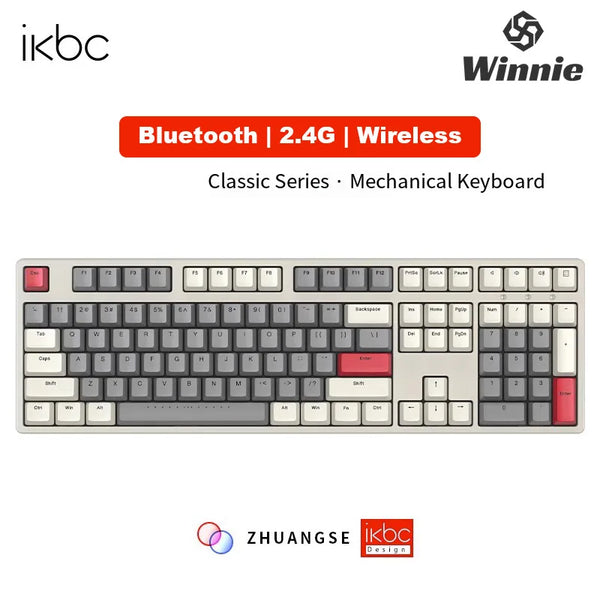IKBC W210 Retro Wireless Mechanical Keyboard Ergonomic Design PBT Cherry Switch Office Keyboard Six Key Rollover Game Keyboard