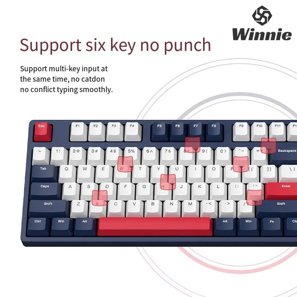 IKBC W210 Retro Wireless Mechanical Keyboard Ergonomic Design PBT Cherry Switch Office Keyboard Six Key Rollover Game Keyboard