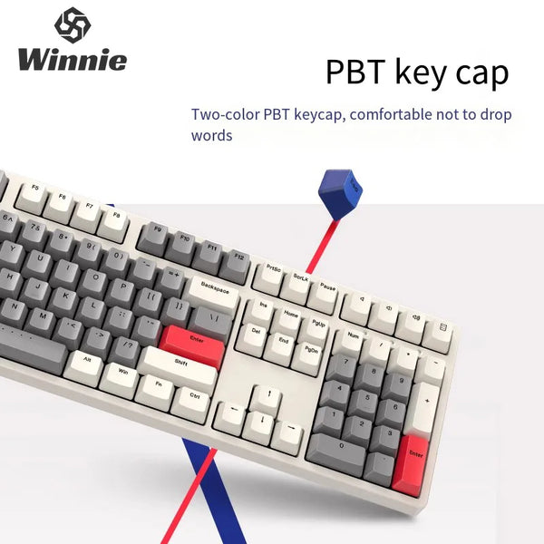 IKBC W210 Retro Wireless Mechanical Keyboard Ergonomic Design PBT Cherry Switch Office Keyboard Six Key Rollover Game Keyboard